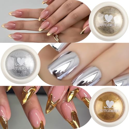 6PCS Holographic Chrome Nail Powder Set - Metallic Mirror Effect