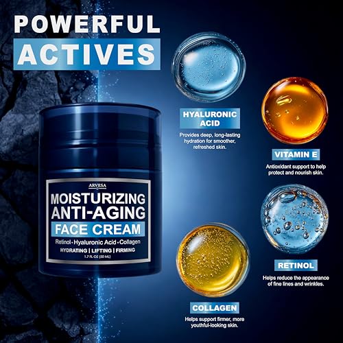 Arvesa Men's Face Moisturizer Cream 1.7 Fl Oz Anti-Aging with Retinol & Collagen