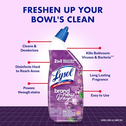 Lysol Lavender Toilet Bowl Cleaner Gel - Disinfecting & Septic Safe, 24 oz (Pack of 4)