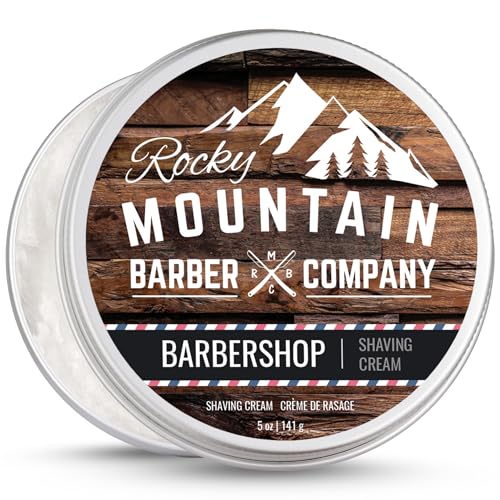 Rocky Mountain Barber Company Shaving Cream for Men 5oz Thick Lather Classic Scent Water-Based