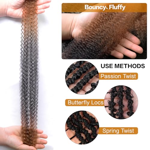 Yufeihe 16 Inch Marley Twist Braiding Hair 8 Packs, 1B/30/27 Color Variations