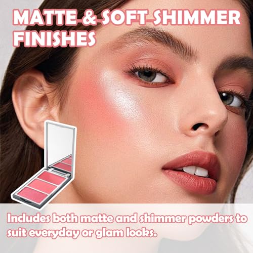 OZ LAB Buildable Blush Palette - Vegan Cream & Powder Cheek Color Trio (03 Barely Blushed, Pack of 1)