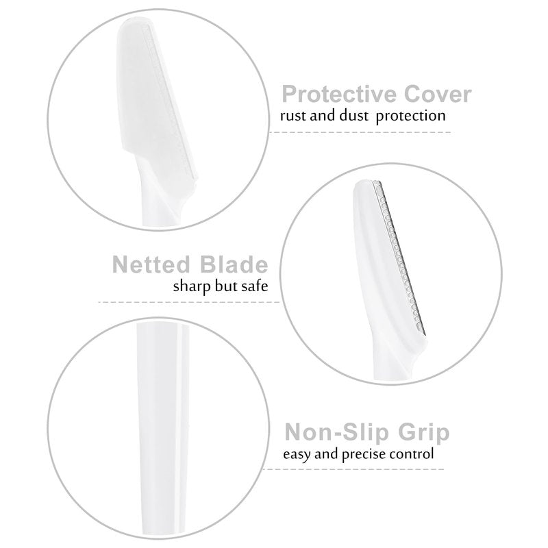 HFATMOS 21 Pcs Eyebrow Razors, Face Razors Multipurpose, Exfoliating Dermaplaning Tools, Eyebrow Trimmers Shaver with Protective Cover, Facial Hair Removal for Women Men Body Use (White)
