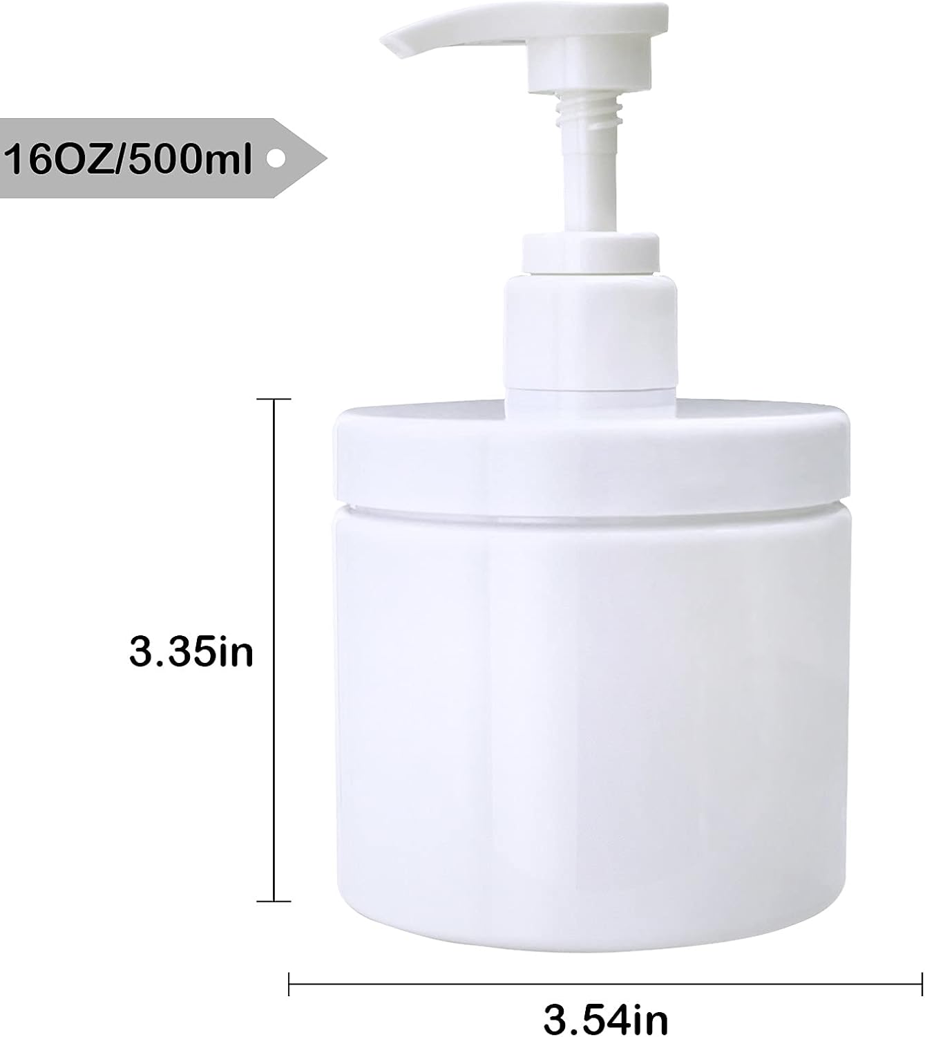 Pump Bottle Dispenser - Refillable Plastic Lotion & Shampoo Containers | Wide Mouth, 2X 500ml, White