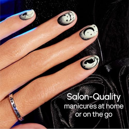 Midnight Fright Nail Polish Strips - Glow Black Design, 16 Pack