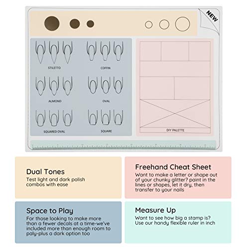 Segbeauty Diamond Style Acrylic Nail Training Mats 2pcs - Flexible Silicone Practice Pads for Nail Art