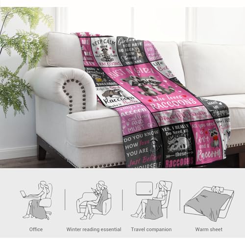 Cozy Raccoon Plush Throw Blanket - 50"x60" for All Seasons