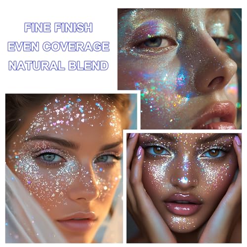 GADMLURY Rainbow Glint Holographic Roll-On Body Glitter Gel for Face & Hair