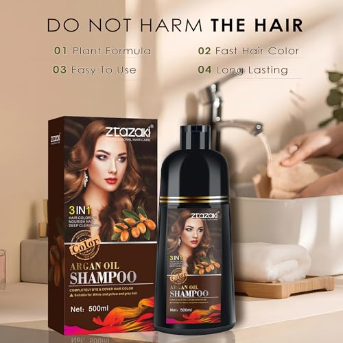 Callmynm Dark Brown 3-in-1 Herbal Hair Dye Shampoo for Youthful, Nourished Hair