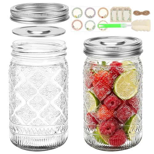 32oz Glass Mason Jars with Airtight Stainless Steel Lids - 2-Pack