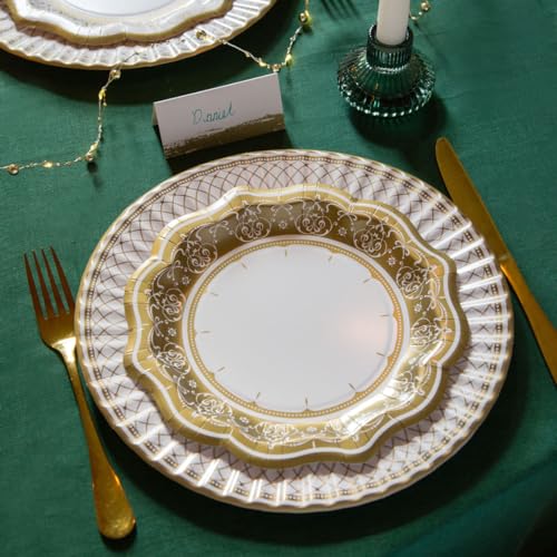 Gold Disposable Paper Party Plates - 24 Pack, 9 Inch, Elegant Design