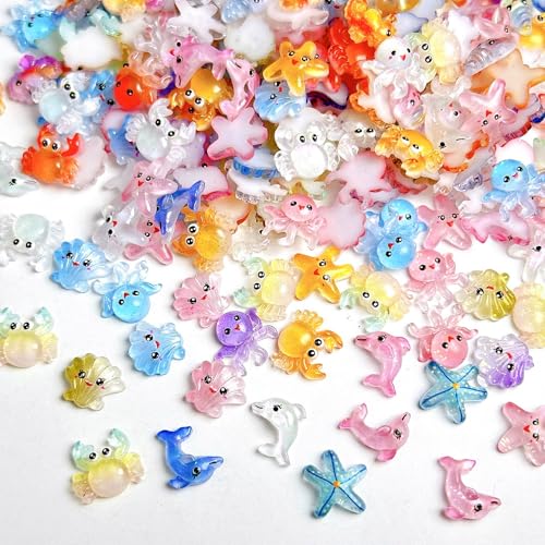 200Pcs Ocean Nail Art Charms - Sea Animal Rhinestones for DIY