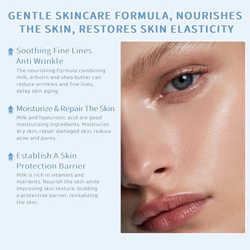 MIZEEYE 4Pcs Milk Skin Care Set for Teens - Cleanser, Serum, Cream & Eye Cream