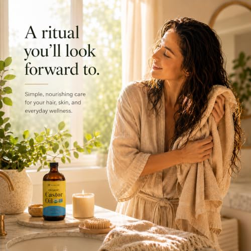 Us Naturals Organic Castor Oil 16 oz - Cold Pressed & Non-GMO