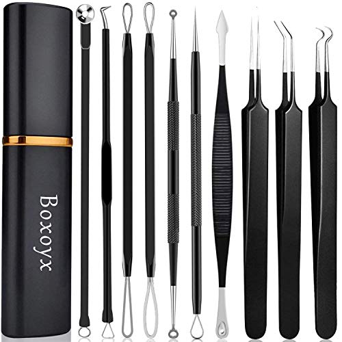 Boxoyx 10-Piece Stainless Steel Pimple Popper & Blackhead Remover Kit