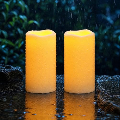 Homemory Dusk to Dawn Waterproof Flameless Candles, Set of 2