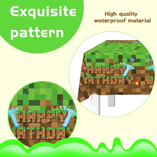 Pixel Gaming Party Tablecloths - 3 Pack | Video Game Birthday Supplies