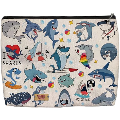 Funny Shark Makeup Bag for Women | Lightweight Travel Pouch