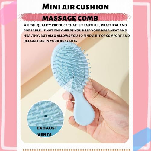 Portable Mini Hair Brushes - 4-Pack Detangling for All Hair Types