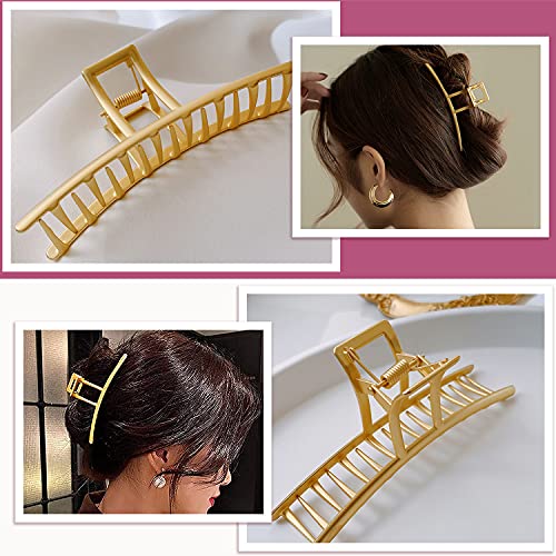AIBEE Metallic Large Hair Claw Clips - 4 Pack Non-Slip Heavy Duty Hairpins for Thick and Thin Hair, Fashionable Hair Accessories