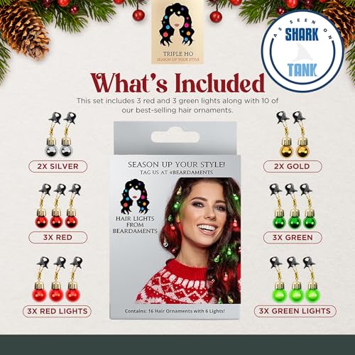 Light-Up Christmas Hair Accessories Set - Colorful Holiday Hair Baubles & Clips for Women