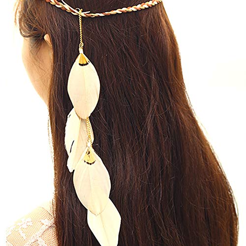 Khaki Boho Feather Headband for Women - Festival, Wedding, Costume Accessories