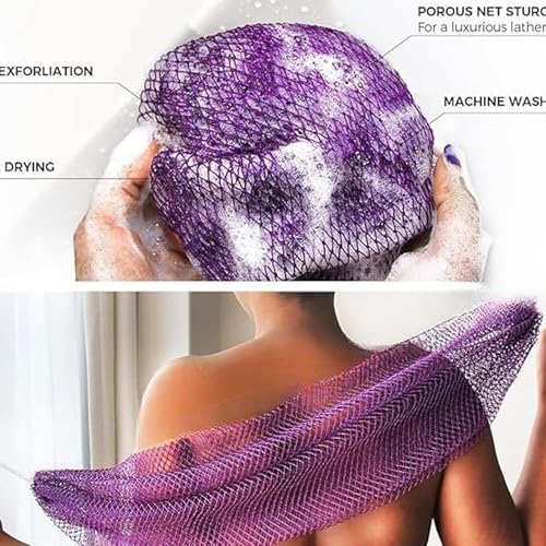 Ember and Root Grey African Exfoliating Body Net Sponge - Gentle Scrub Towel for All Skin Types