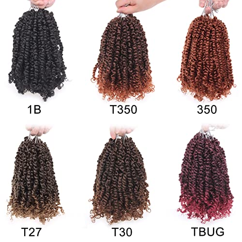 ZRQ 8 Inch Short Passion Twist Crochet Hair - 8 Packs Pre-Twisted Bob Style, 1B#