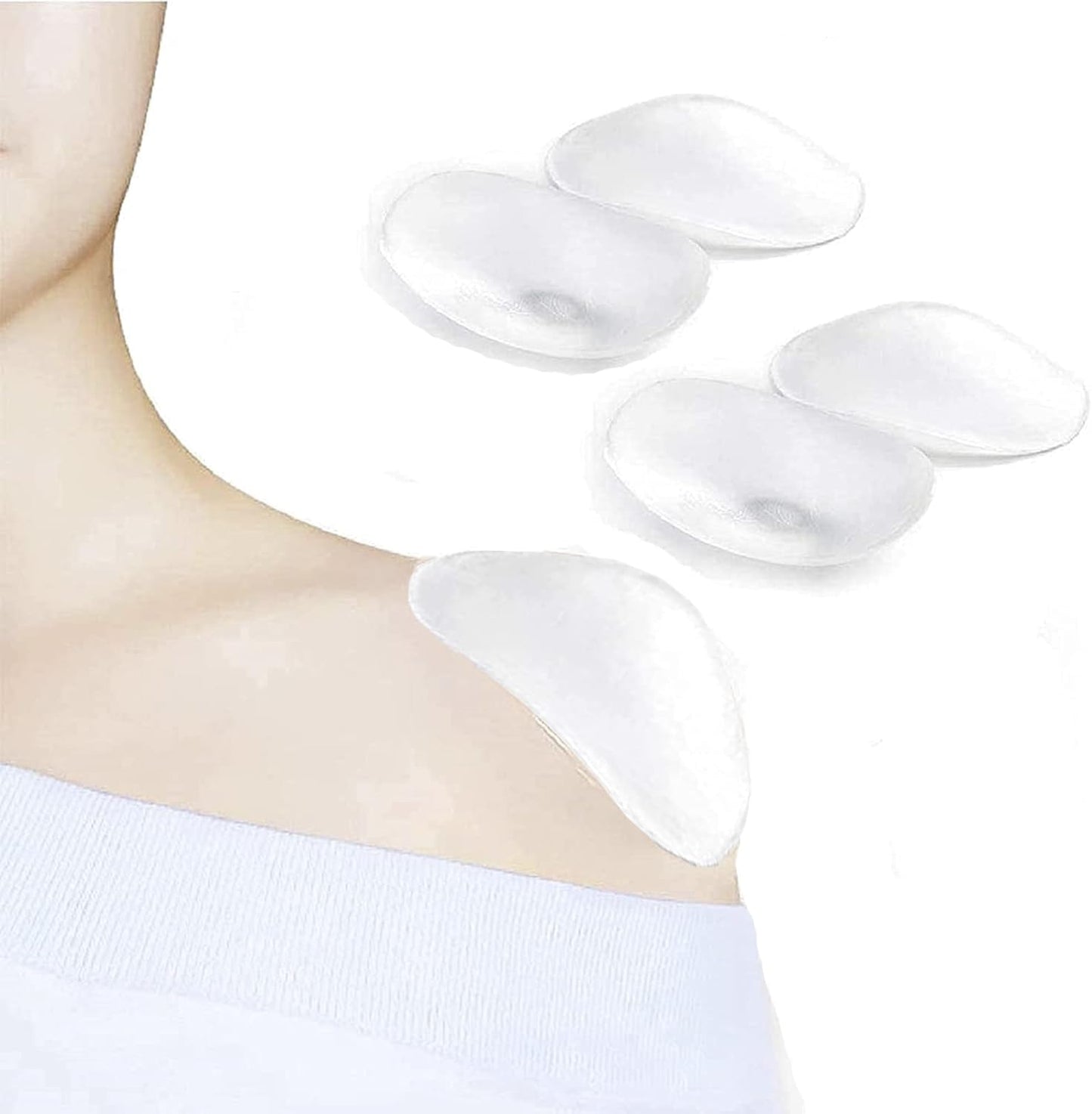Silicone Shoulder Pads - Invisible Anti-Slip Push-Up Enhancers | Reusable & Breathable (2 Pairs, Transparent & Skin)
