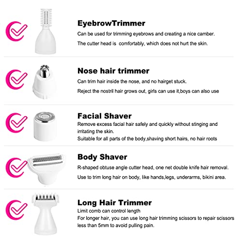 5-in-1 Women's Electric Razor Set - Painless Body & Facial Hair Removal