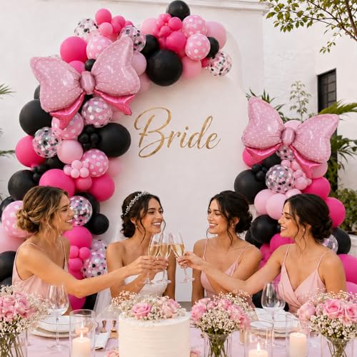 Pink and Black Balloons Set | 50 Pcs 12 Inch Birthday & Party Decor