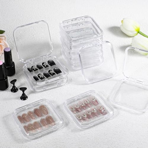 20pcs Nail Storage Box with 90 Double-Sided Tape for Press On Nails