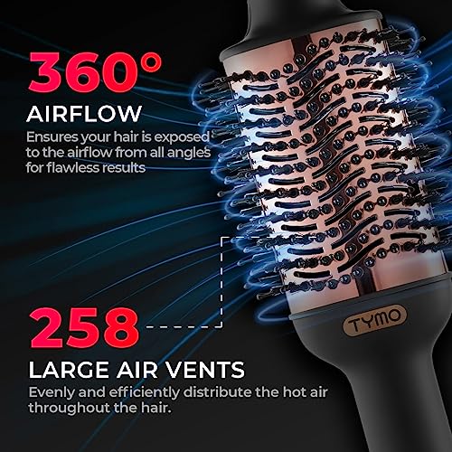 TYMO Hair Dryer Brush Blow Dryer Brush in One, 4 in 1 Ionic Hairdryer and Styler Volumizer with Oval Titanium Barrel, Hot Air Straightener for Smooth Frizz-Free Blowout, Gold, 2.85 Inch