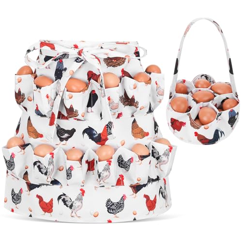 Egg Collecting Apron with Basket - 12 Pouches for Fresh Eggs
