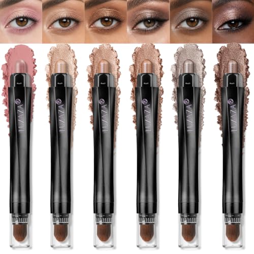 LUXAZA PRO Neutral Eyeshadow Stick Set 6PCS - Brown Canyon, Matte & Shimmer Eye Makeup