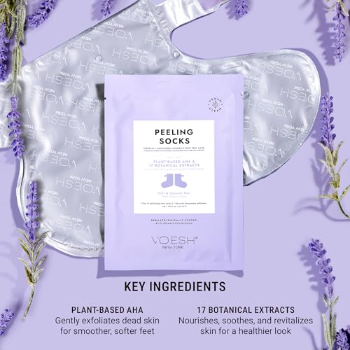 VOESH 1 Pack Exfoliating Peeling Socks for Dry & Calloused Feet - Home Spa Treatment