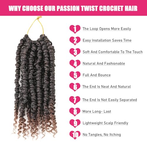 Zoewan 10 Inch Pre-Twisted Passion Twist Crochet Hair - 6 Pack Ombre Brown