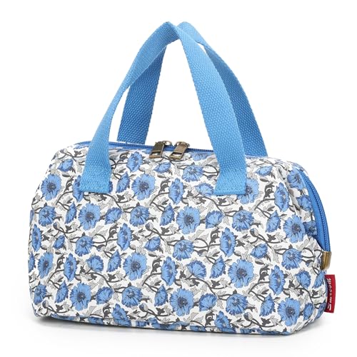 Cotton White Blue Flower Makeup Bag for Women Travel Cosmetic Organizer Waterproof