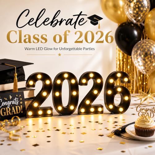 2026 LED Marquee Night Light Sign - Battery Operated Decorative Number for Parties & Celebrations