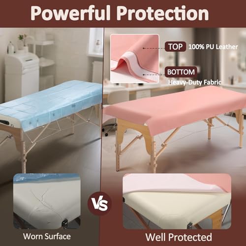 LUKYHONIE Reusable PU Leather Massage Table Cover - 35 Inch Black Bed Protector