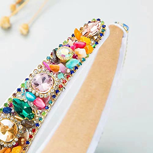 Iridescent Rhinestone Headband for Women - Candy Color Turquoise Glitter Hair Accessory