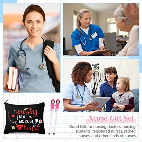 Adorable Nurse Makeup Bag Set with Pens - 24 Pcs Gift for Nurses