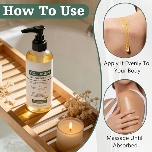 Hydrating Collagen Body Oil – Firming Moisturizer for Dry Skin, 2 Pack