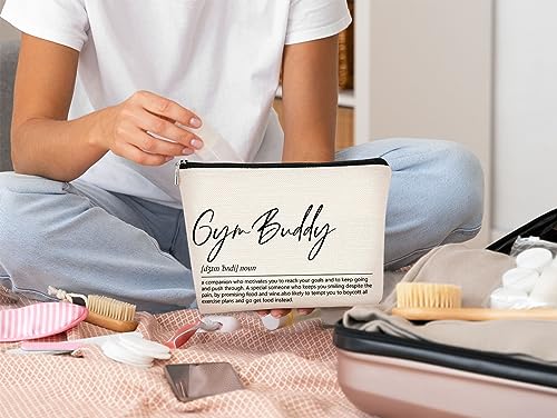 Beige Gym Buddy Small Makeup Bag - Gift for Women, 7.5x10 inches