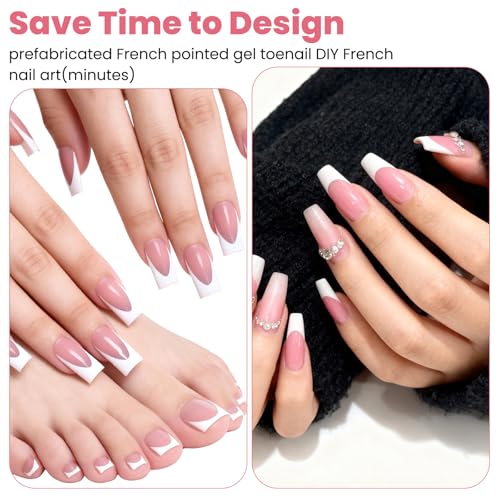 60 Pcs Medium Square French Tip Press-On Nails - Tweruna
