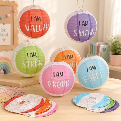6-Pack 8-Inch Pastel Hanging Paper Lanterns for Celebrations