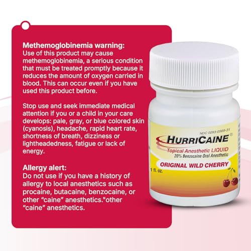 HurriCaine Topical Anesthetic Liquid - 20% Benzocaine, Wild Cherry, 1 oz