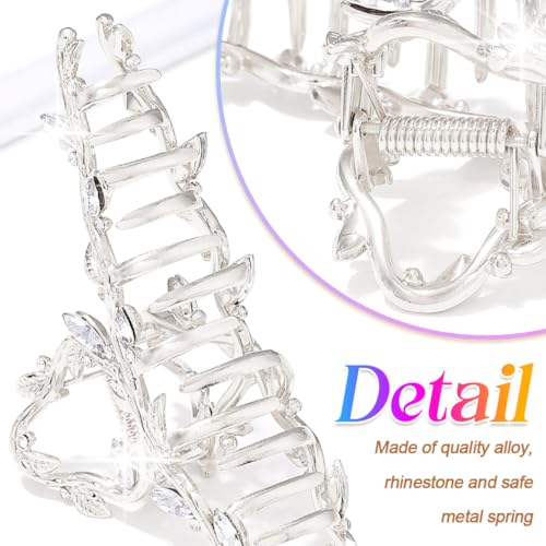 CAKURE Silver Rhinestone Claw Hair Clips Pack of 2 – Elegant Wedding & Bridal Accessories