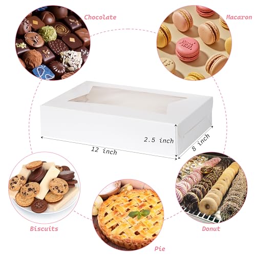 Yeplan 10-Pack Bakery Boxes with Window, 12x8x2.5 Inch Treat Boxes