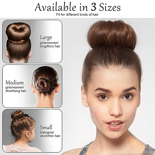 Brown Hair Bun Maker Set 12pcs Large Donuts for Thick Hair & Elegant Updos - Size L